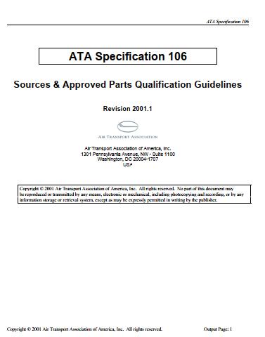 ATA Spec 106-2001 Sources and Approved Parts Qualification Guide